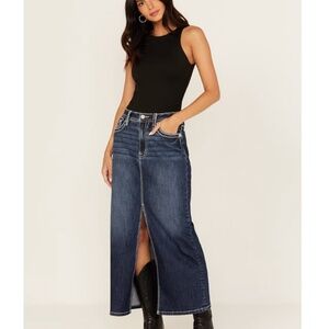 MISS ME WOMEN'S DARK WASH DENIM MIDI SKIRT Size 27 NWOT